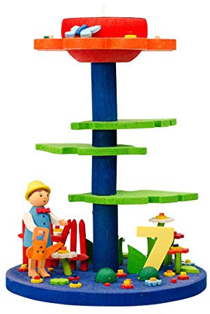 Graupner Holzminiaturen® | Geburtstagsleuchter mit Zahlen 'Junge' aus Holz | Original Erzgebirgische Holzkunst® | Hochwertige Handarbeit | Geschenkidee zur Geburt, Taufe, Geburtstag