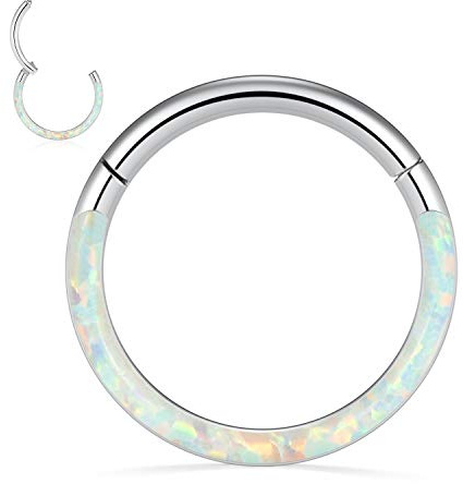 AROWRO 18G 16G 14G Nasenbügelring Septum Clicker Daith Ohrringe CZ Opal Nasenringe Knorpel Daith Muschel Helix Tragus Piercing Schmuck 316L Chirurgischer Stahl