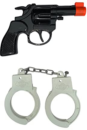 2-teiliges Polizei-Set Revolver und Handschellen für Damen und Kinder Pistole Police Officer Spielzeug