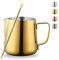 Kyraton Pichet à Lait 12 oz 350 ml, Pichets à Vapeur En Acier Inoxydable Avec Stylo De Décoration, Tasses à Mousseur à Café Au lait Cappuccino Latte Art Pichets à Vapeur Barista Tasse à lait (Doré)