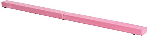 HOMCOM Schwebebalken 210cm Faltbar Gymnastik Balance Beam für Kinder und Erwachsene Balken Turnen Gymnastikbalken, Trainingsgeräte Balancierbalken für Zuhause Fitness Training Turnen, Rosa