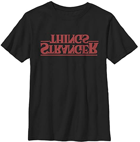 Stranger Things Unisex barn Stranger Upside Down Logo kortärmad T-shirt, svart, en storlek, svart, one size