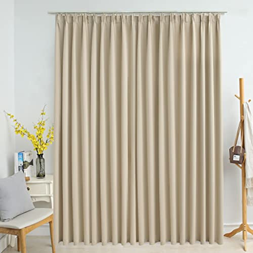 WIFESE Verdunkelungsvorhang 290x245 cm mit Haken Gardinen Vorhänge Blickdicht Thermovorhang Kälteschutz Vorhang Wärmeisolierend Curtains Türvorhang Thermo Kälteschutz Beige Polyester