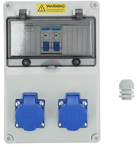 Distributore a parete, 2 posizioni 16 A 220 – 250 V Distributore di corrente per ambienti umidi Distributore di Corrente Paret per il fissaggio a parete, IP65