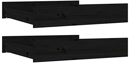 vidaXL Bettschubladen 2 Stk. Schwarz Massivholz Kiefer