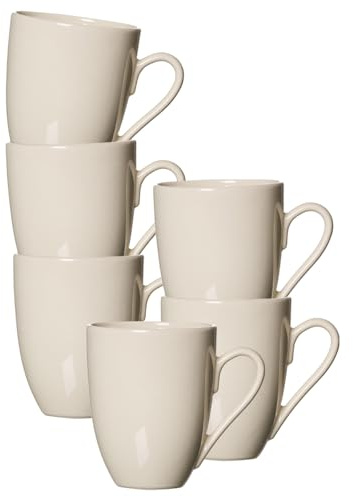 Ritzenhoff & Breker Cecina Kaffeebecher 6er Set, 320 ml, Schlichte Henkelbecher im Manufaktur-Look, Mix & Match-Geschirr, Spülmaschinenfest und Alltagstauglich, Steinzeug, Beige/Creme