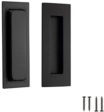 2 Pack Black Flush Pulls 120mm Length Sliding Door Handles Recessed Flush Finger Pull Matte Black Stainless Steel Cabinet Drawer Knob Sliding Door Handles for Door Cabinet Drawer Wardrobe