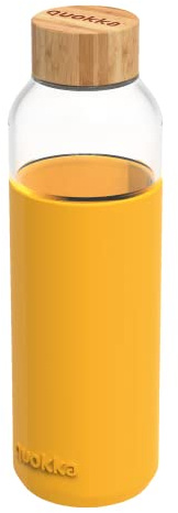 Quokka FLOW YELLOW | ROUND GLASS BOTTLE WITH SILICONE SLEEVE 660 ML