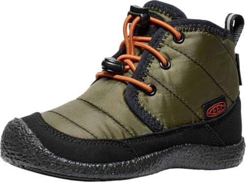 KEEN Unisex-Child Howser 2 Quilted Mid Height Waterproof Comfy Durable Chukka Boots, Dark Olive/Gold Flame, 6