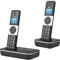 Sunydog Teléfono Fijo Inalámbrico,D1002 Tam-D Teléfono inalámbrico de 2 Auriculares con contestador automático Identificador de Llamadas/Llamada en Espera Pantalla LCD de 1,6 Pulgadas Pantalla