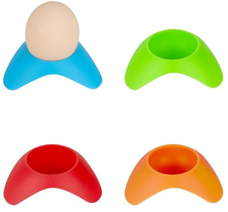 SHIDOW 4 hueveras de silicona. Huevos de carne de res, albóndigas, bolas de pescado, bandeja para sentarse, contenedor de huevos de silicona, utensilios de cocina (4 juegos, azul, naranja, verde y