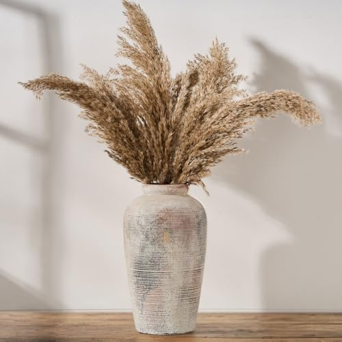 Vaseking Große rustikale Keramikvase, 27,9 cm, minimalistische, dekorative Bauernhaus-Vase für Heimdekoration, Wohnzimmer, Regal-Dekoration, Eingangsbereich, Hochzeit, Tischdekoration, Grau