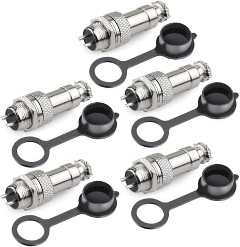 CLDIY GX12 2-stifts panel metallmontering rund metall flygkontakt adapter hane hona uttag (5-pack)