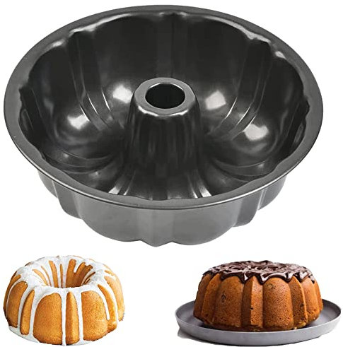 LANYOTA Stampo classico per ciambella, nero, 24 cm, in acciaio al carbonio di alta qualità, con rivestimento antiaderente