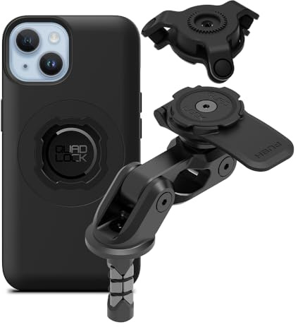 QUAD LOCK Gabelschaft-Handyhalterung für Motorrad PRO mit Vibrationsdämpfer und MAG-Hülle für iPhone 14