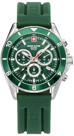 Swiss Alpine Military Herren-Armbanduhr Chronograph Analog Quarz Silikon 7034.9