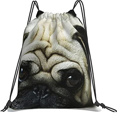 Rucksack Mit Kordelzug Mops Klapprucksack Bedruckt Sportrucksack Gemustert Turnbeutel Mit Kordelzug Für Kinder, Outdoor, Erwachsene, 36X42Cm
