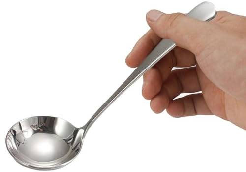 Edelstahl Silber Suppenschöpfer, 20 cm Schöpflöffel, Kleine Suppenkelle, Soßenkelle, Schöpfkelle für Saucen oder zum Servieren von Suppenlöffeln, Spülmaschinenfest