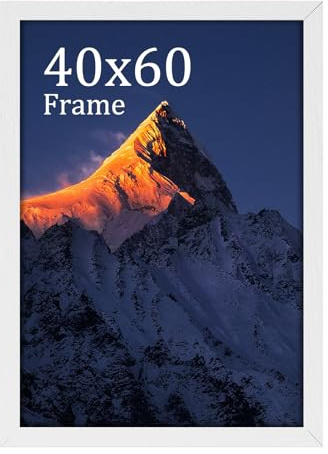 wyewye Bilderrahmen 40x60, MDF Holz Bilderrahmen Din 40x60 Weißer, Rahmen mit Acrylglas - zum vertikalen oder horizontalen Aufhängen, für Fotos, Poster, Puzzles