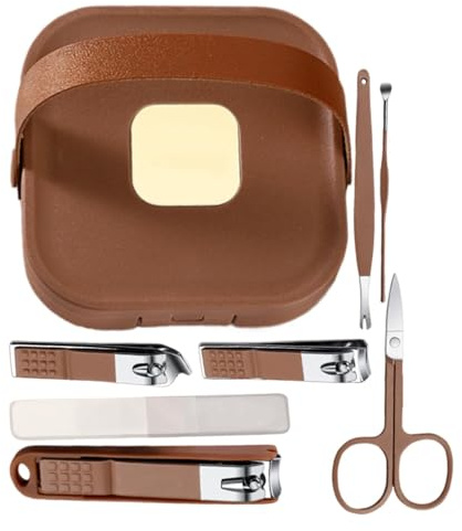 Set de cuidado de uñas, juego de cortaúñas, herramientas de cuidado de uñas, juego de cortaúñas con estuche de viaje, juego de higiene portátil para hombres y mujeres