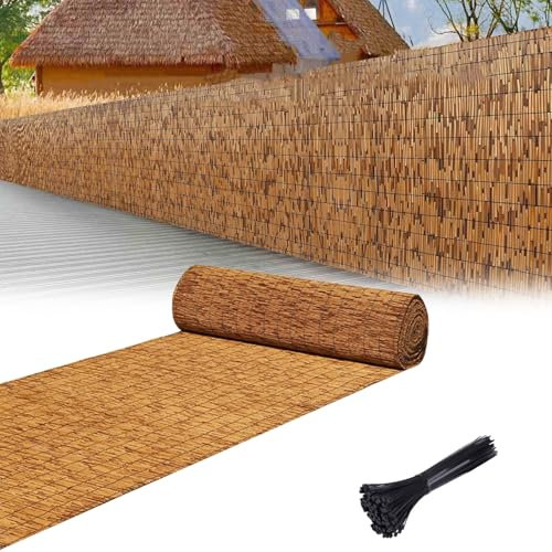 BZCKBZ 50 60 70 80 90 120 130 cm Hohe Sichtschutzzaunrollen Schilfrohrmatte Handgewebte Schilfzaun Für Außenwand Veranda Terrasse Hinterhof Balkon(120x600cm(3.9x19.7FT))