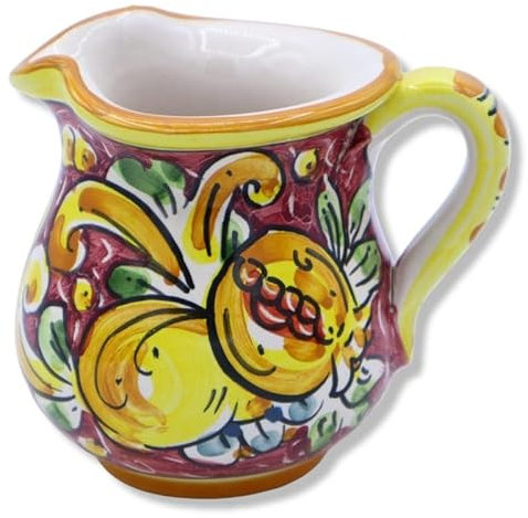 SICILIA BEDDA CAPACI Cannata Siciliana, Brocca in Ceramica Caltagirone, Varie opzioni Misura e Colore, Decoro Casuale (1 unità) - Bordeaux, 250 ml