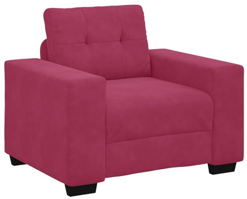 vidaXL Modern sammetsoffgrupp i vinröd | Bekväm sittsoffa med 1 stol, 2-sits och 3 stiliga möbler perfekta för vardagsrum eller kontor inomhus