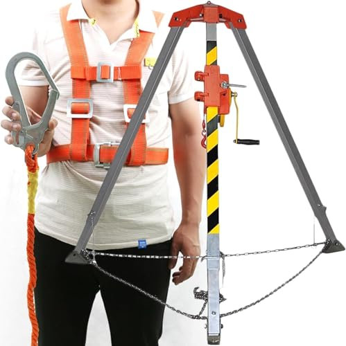 Trépied de Sauvetage de Levage, trépied de Sauvetage, kit trépied pour Espace confiné avec Ceinture de sécurité, Support de Protection Contre Les Chutes, Pieds réglables en Aluminium et Pied