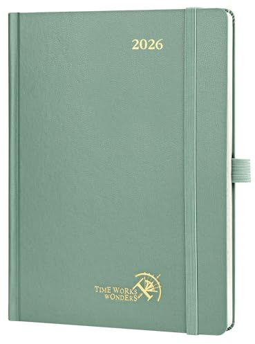 POPRUN A5 Diary 2026 Week to View (22x16.5 cm) Hardback Appointment Diary Vertical Weekly Planner 26, Inner Pocket, 100GSM Paper (Midnight Green)