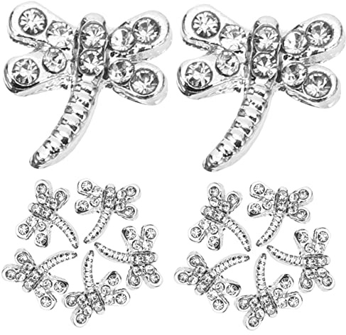 Amuletos para Uñas Libélula 20 Piezas de Aleación Plata | Decoración 3d para Diseño de Uñas, Uso en Salón Profesional y Manicura, Formato DIY para Crear Detalles