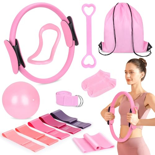 13Pcs Pilates Equipment Set Pilates Ring Set Yoga Equipment Pilates Accessories Home Pilates Sets for Women Pilates Ring and Ball Set Pilates Essential kit Pilates Circle Pilates Workout Kit