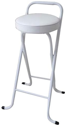 Sgabello Sgabello da bar pieghevole con schienale e poggiapiedi portatile Sedia da bancone imbottita for carichi pesanti capacità di 220 libbre for cucina sala da pranzo casa Soggiorno(Wit,65cm/26in)