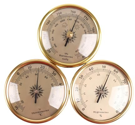 Stazione meteorologica analogica 3 in 1 con barometro, termometro e igrometro, strumento meteorologico meccanico da parete per interni ed esterni, design classico del quadrante, stazione meteorologi