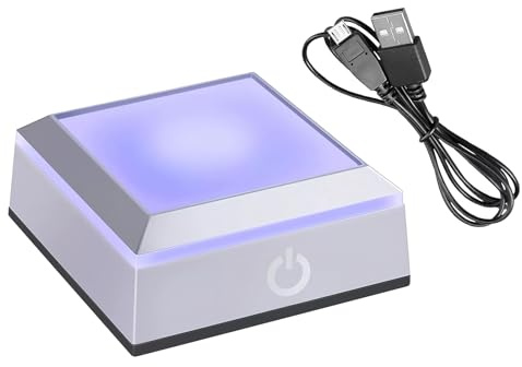 LED Light Base Square Double Layer Touch Sensor Multicolor Display Stand with 4 LEDs Six Lighting Modes White RGB Constant and Flashing Powered by USB or Batteries for Crystal Ball Glass Art Display