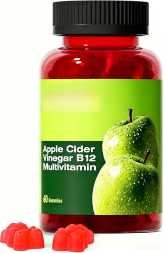 Gummies multivitaminées au vinaigre de cidre de pomme | Soutient les niveaux d’énergie normaux et la santé intestinale Unisexe, végétalien, sans OGM, 60 comprimés