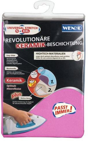 Wenko 1160992100 Bügeltischbezug Universal Keramik - Hightech Hitzereflexion, Easy Glide, Universalgröße für S bis XXL, rosa
