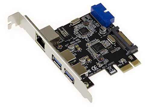 KALEA-INFORMATIQUE PCIe-zu-LAN-Controller-Karte GIGABIT Ethernet und USB 3.0, 2 Externe Ports und 2 interne Ports an einem 19-poligen USB3-Stecker.