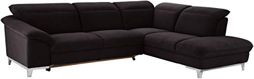 Mivano Bettsofa Teresa / Ecksofa mit Schlaffunktion, Kopfteilverstellung und Ottomane / 293 x 84 x 232 / Mikrofaser, Schwarz