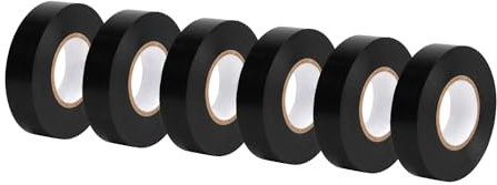 Amazon Basics Nastro isolante da 1.9 cm x 18.3 m, 6 unità, confezione da 1, nero, ottimo per attività e riparazioni domestiche di fai da te, elettriche, automobilistiche e di attrezzature