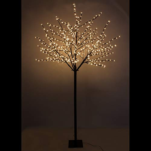 Albero Luminoso Fiori di Ciliegio 240 cm con 600 LED Bianco Caldo Decorazione Luminosa - 48744