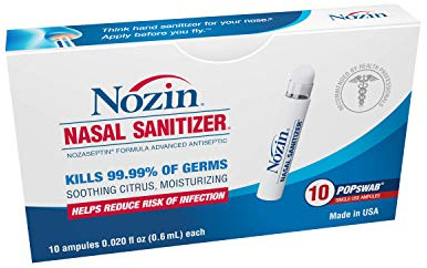 Nozin Nasal Sanitizer Antiseptique Popswab Ampule Lot de 10 ct