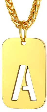 FindChic Armee Erkennungsmarken Halskette Dog Tag Alphabet A Kette goldener Kettenanhänger mit Namen Gravur für Ehemann Herren