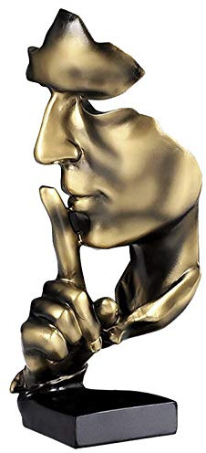 aboxoo Estatua de Pensador, el Silencio es Oro, Figura de Arte Abstracto, esculturas Modernas de Resina para el hogar, Objetos Decorativos, decoración de Escritorio para habitación Creativa, hogar,
