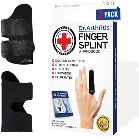 Läkardesignad fingerbandage, fingerskena, lillfinger/långfinger/pekfinger - fingerskydd för skador med klämmor och skenor [Svart, S/M, par]