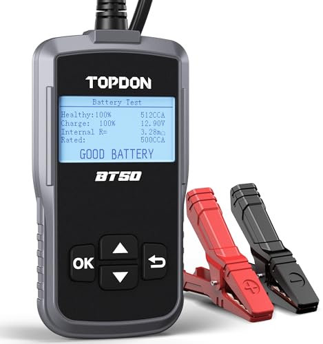 TOPDON Car Battery Tester 12V, BT50 Battery Load Tester with Battery Health Check Cranking & Charging Test, Digital Auto Battery Analyzer for Car Truck Motorcycle ATV SUV Boat Yacht