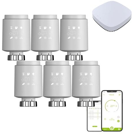 Qiumi Zigbee Thermostat Heizkörper Ventil, eTRV, Größe kompatibel mit den meisten Ventilen, Die Anzeige Schriftart Richtung ist einstellbar