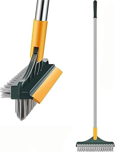 Cepillo de limpieza del suelo 2 en 1 cepillo para azulejos 120 grados giratorio cepillo de limpieza baño con mango largo, para limpieza de azulejos, baño, cocina