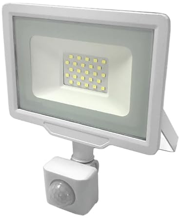 Projecteur LED Extérieur 20W IP65 BLANC avec Détecteur de Mouvement Crépusculaire - Blanc Neutre 4000K - 5500K - SILAMP