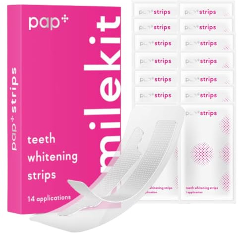 SmileKit® Pap+ Teeth Whitening Strips | Teeth Whitening Kit | Teeth Whitening Strip | Teeth Whiteners | Teeth Whitening Powder Alternative | UK Supplier | Pack of 28 Strips, 14 Treatments