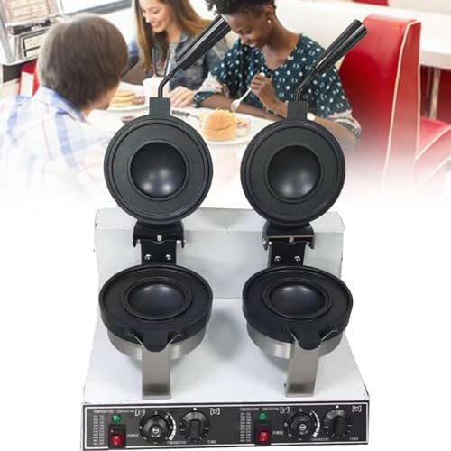 DPQYJPP 1300W Non-Stick Electric Machine - Commercial Burger Waffle Maker with Temperature Control, Double-Sided Heating, and 5-Minute Timer - Perfect Bubble Egg Waffles Baker Machine,doublehead